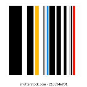 Arte gráfico de rayas negras y coloreadas de minimalismo geométrico aislado de vectores 
