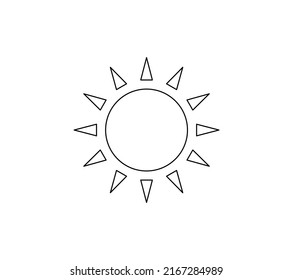 Vector isolated geometric sun colorless black and white contour line symbol