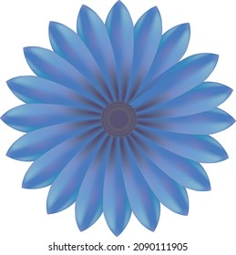 Vektorgrafik einzeln auf Geometrie, Blume auf weißem Hintergrund, blaue Blume. 
