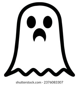 Vector isolated ghost under white sheet, Halloween objects, icon 