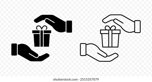 Vector isolated gift box in hand icon