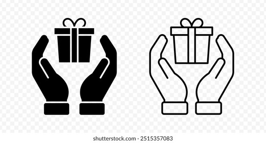 Vector isolated gift box in hand icon