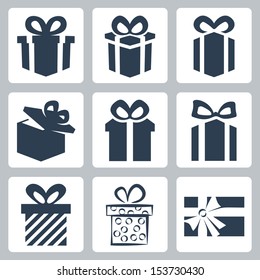 Vector isolated gift, present icons set