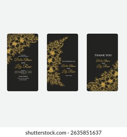 Elemento de ilustración de ginkgo aislado de Vector. Planta de hoja jardín botánico follaje floral. Arte de tinta grabada en blanco y negro sobre fondo blanco con arte de línea, 
 Tarjeta de invitación