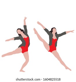vector, isolated, girl dancer dancing, flat style