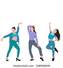 vector, isolated, girl flat style dancing, dance