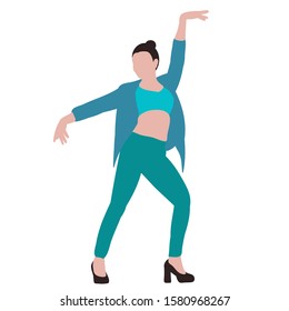vector, isolated, girl flat style dancing