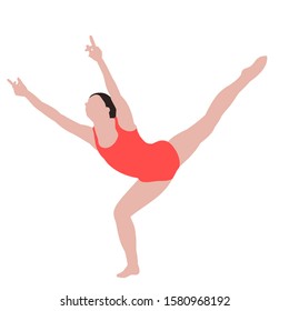 vector, isolated, girl gymnast flat style