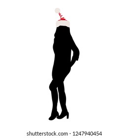 vector, isolated, girl silhouette posing, new year holiday