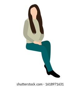 vector, isolated, girl sitting in a flat style