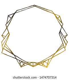 Vector isolated gold Art Deco styled frame, hand drawn style line art