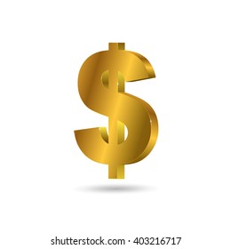 vector of isolated golden dollar on white