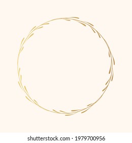 Vector aislado marco de hoja elegante dorado. Frontera floreciente. Leyenda floral de oro para tarjeta de boda.
