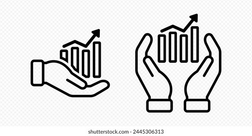 Vector isolated Graph in hands icon set