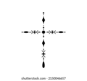 Vector isolated graphic art decorative elements cross colorless black and white drawing