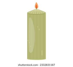 Vector aislado verde decorativo decoración lámpara plana con llama.