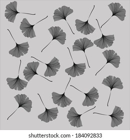 Vector isolated grey calligraphic leaves.