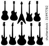Vector isolated guitars silhouettes.
