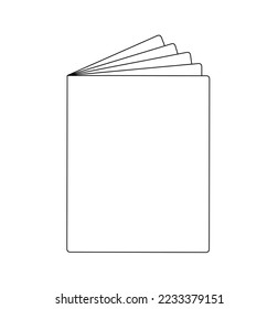 Vector isolated half open book passport with pages colorless black and white contour line easy drawing