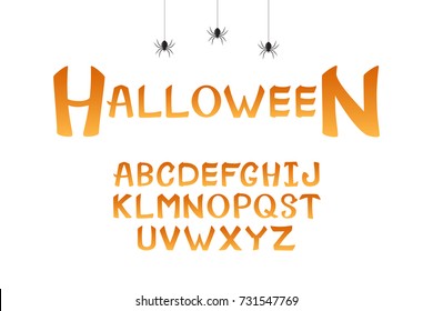 Vector isolated Halloween alphabet font letters for decoration and covering on the white background. Concept of Happy Halloween.