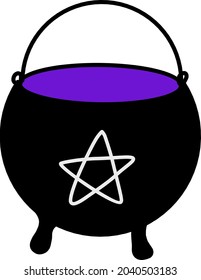 Vector isolated halloween element black magic cauldron. Halloween decoration element