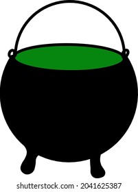 Vector isolated halloween element black magic cauldron. Halloween decoration element