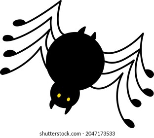 Vector isolated halloween element black horror spider. Decorative halloween element