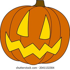 Vector isolated halloween element orange scary pumpkin. Tradition halloween decoration element