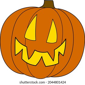 Vector isolated halloween element orange scary pumpkin. Tradition halloween decoration element