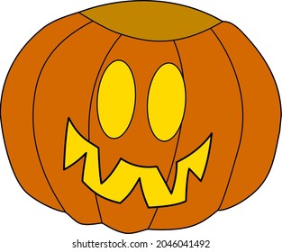 Vector isolated halloween element orange scary pumpkin. Tradition halloween decoration element