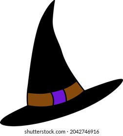 Vector isolated halloween element witch magic hat. Halloween wizard hat. Witch costume element