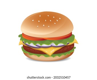 vector isolated hamburger illustration. fast food.