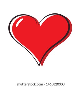 Vector isolated hand drawn cute red Heart for decoration on white background