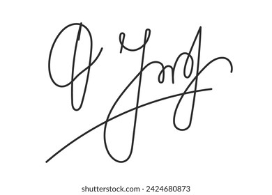 Vector Isolated hand drawn Fake autograph sample on a white background. Editable stroke Signature