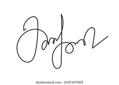 Vector Isolated hand drawn Fake autograph sample on a white background. Editable stroke Signature