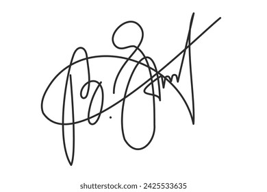 Vector Isolated hand drawn Fake autograph sample on a white background. Editable stroke Signature