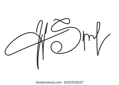 Vector Isolated hand drawn Fake autograph sample on a white background. Editable stroke Signature