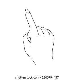 Vector isolated hand gesture one hand pointing with finger colorless black and white contour line easy drawing