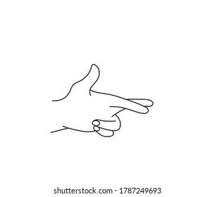 Vector isolated hand gesture sketch contour simple drawing. Shot gun shadow theater hand gesture.