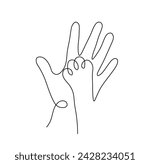 Vector isolated hand and paw dog cat one single contemporary line art colorless black and white contour line easy drawing