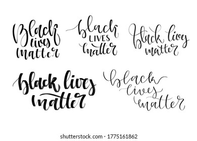Vector isolated handwritten calligraphy of Black Lives Matter on the white background. Concept of equality and justice.