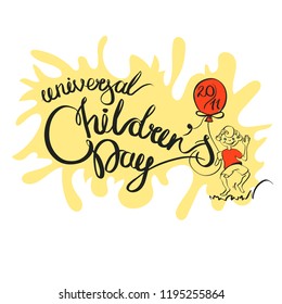 Vector isolated handwritten lettering Children s Day on white background. Vector calligraphy for greeting card, decoration and covering. Concept of Happy International Children s Day.