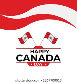 Vector isolated handwritten lettering logo for Canada Day with realistic red maple leaf. Vector typography for greeting card, decoration and covering. Concept of Happy Canada Day.
