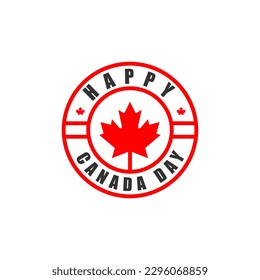 Vector isolated handwritten lettering logo for Canada Day with realistic red maple leaf.EPS 10