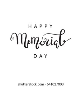 Vector isolated handwritten lettering for Memorial Day on white background. Vector calligraphy for greeting card, decoration and covering. Concept of Happy Memorial Day.