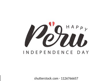 Vector isolated handwritten typography logo for 28th July Independence Day in Peru for decoration and covering on the white background.