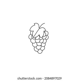 Vector aislado colgando ramas de uvas simple dibujo de línea. Icono de brunch incoloro de contorno símbolo de logotipo de doodle sketch.