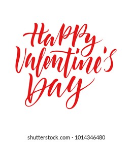 Vector isolated Happy Valentines Day illustration. Hand drawn wedding background. Red modern brush calligraphy, hand lettering. For postcard, print, typography poster, invitation.