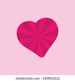 Vector isolated heart with pink rays, background, sunbeam illustration, st. valentine or mother's day vector