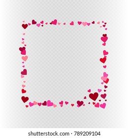 Vector isolated heart shaped confetti Valentine's day romantic square frame decoration 